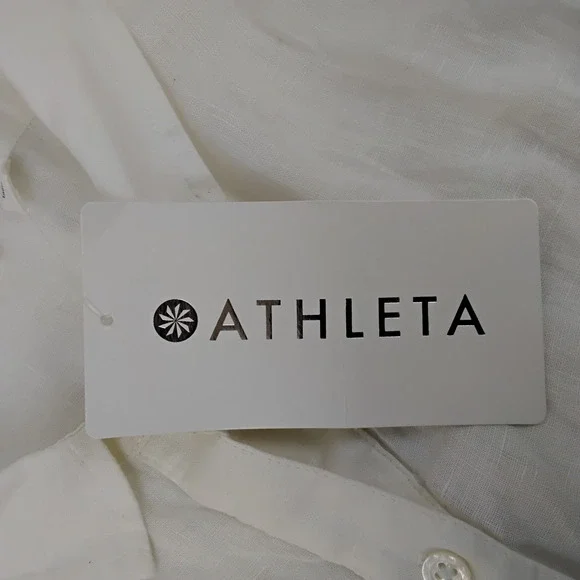 Athleta Linen Long and Lean Shirt Women's M White NWT #J5329 - Picture 9 of 15